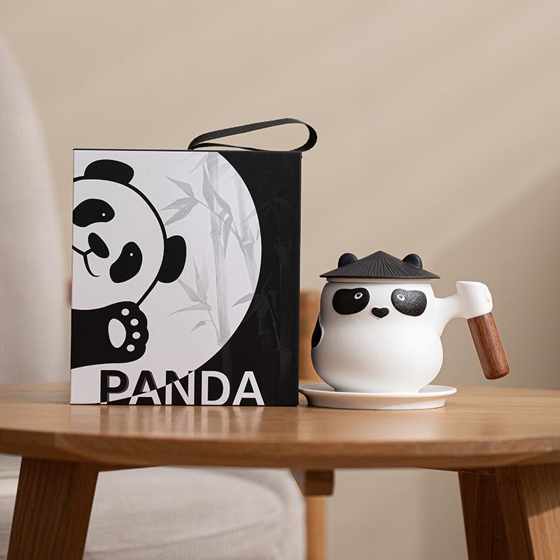 Office tea separator cup with filter engraving mug panda cup brewing tea cup national tide