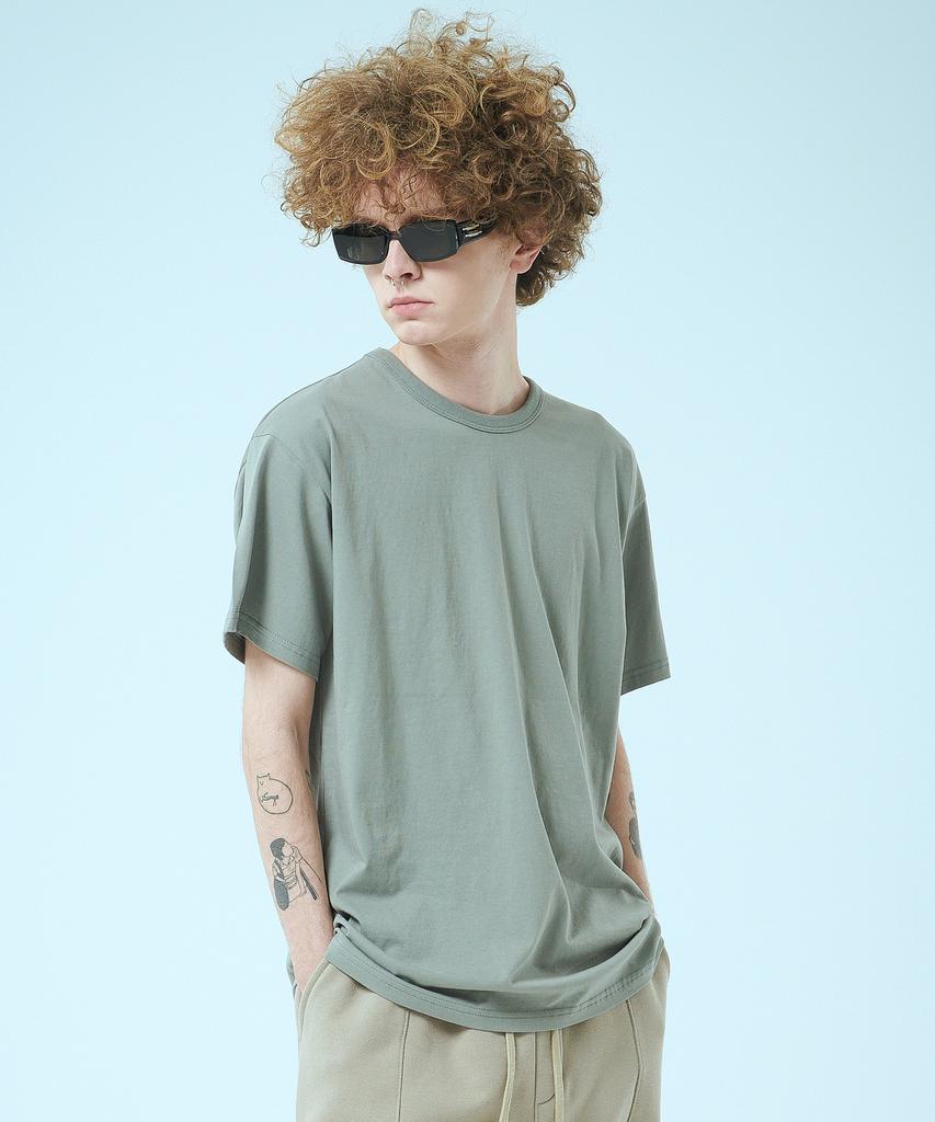 ATTENTIONROW 22Ss04At006 Cozy Long Standard Fit Bio Short Sleeve Tee (Dark Khaki)