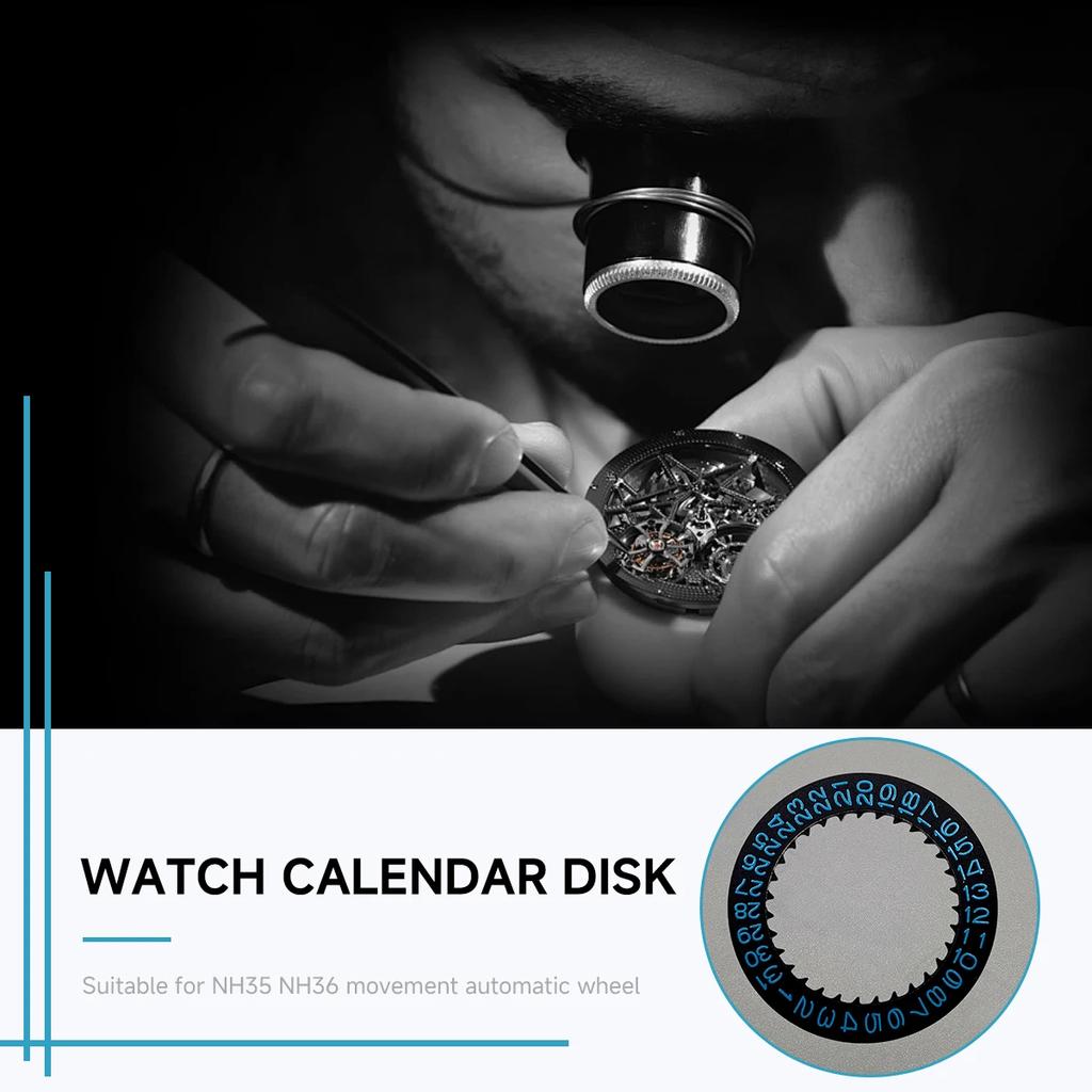 Mod NH35 NH36 Date Dial Fits NH35 NH36 4R Movement At 6.0H At 3.0H Automatic Mechanical Movt Day Date Dial Wheel