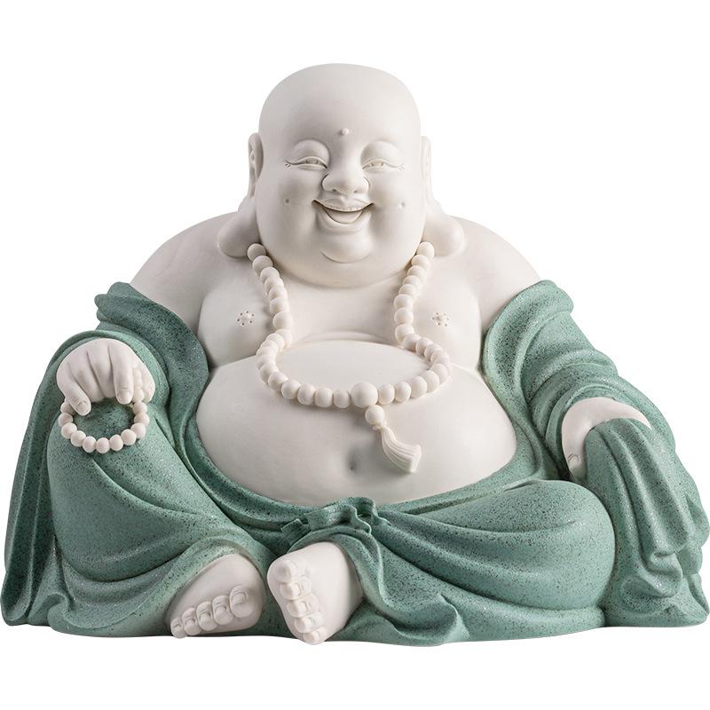 Ručně vyráběná keramická figurka Buddhy Maitréji s velkým břichem: Šťastný smějící se Buddha pro bohatství a domácí dekoraci