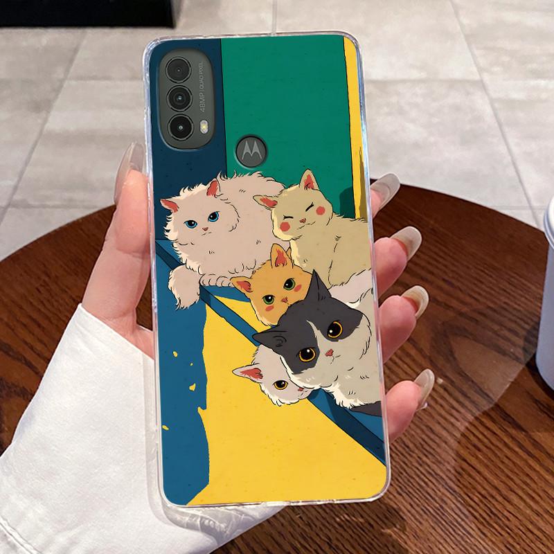 For Motorola Moto E40 / Moto E30 / Moto E20 Case Clear Silicone Jelly Soft TPU Back Cover Cute Rabbit Cat Dinasaur Phone Cases