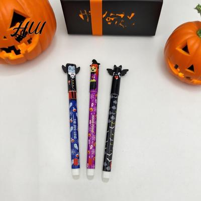 0,7mm Stiftspitzen-Set Halloween Radierbare Gelstifte Hexe Fledermaus Motiv Spaß und Schreibwaren mit integrierten Radiergummis Schul- und Bürobedarf für Schüler