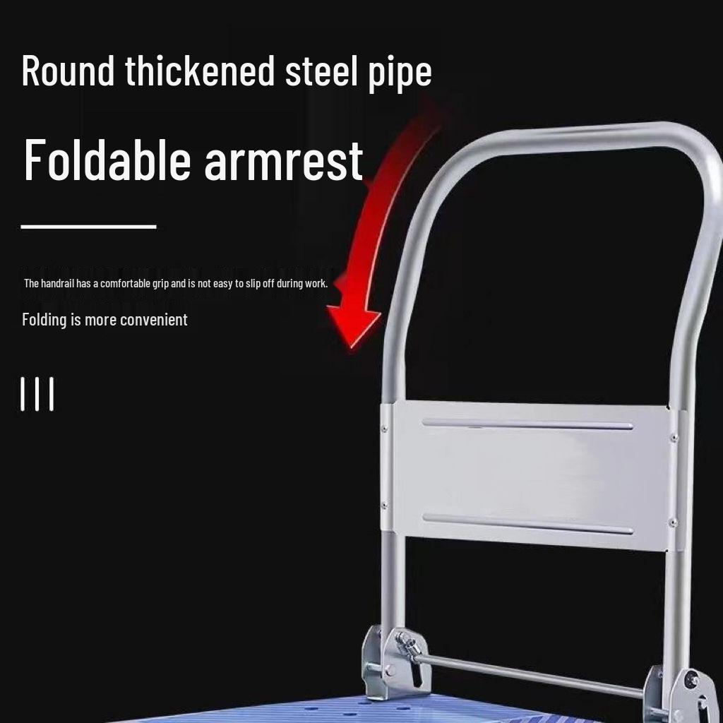 Four-Wheel Folding Hand Cart for Moving Goods - Portable Silent Flatbed Trolley