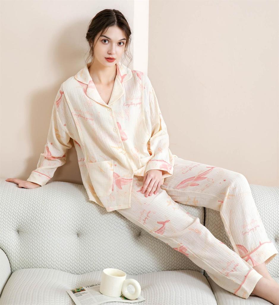 Nursing Maternity Room Summer Maternity Cotton Open Nursing Long Nursing Open Front Pajamas for Maternity Hospital Maternity Maternity Room Wear