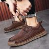 Casual läderskor herr 2025 nya mjukbottnade handsydda mångsidiga snörskor herrskor affärsklädsel andningsbara pappa-skor