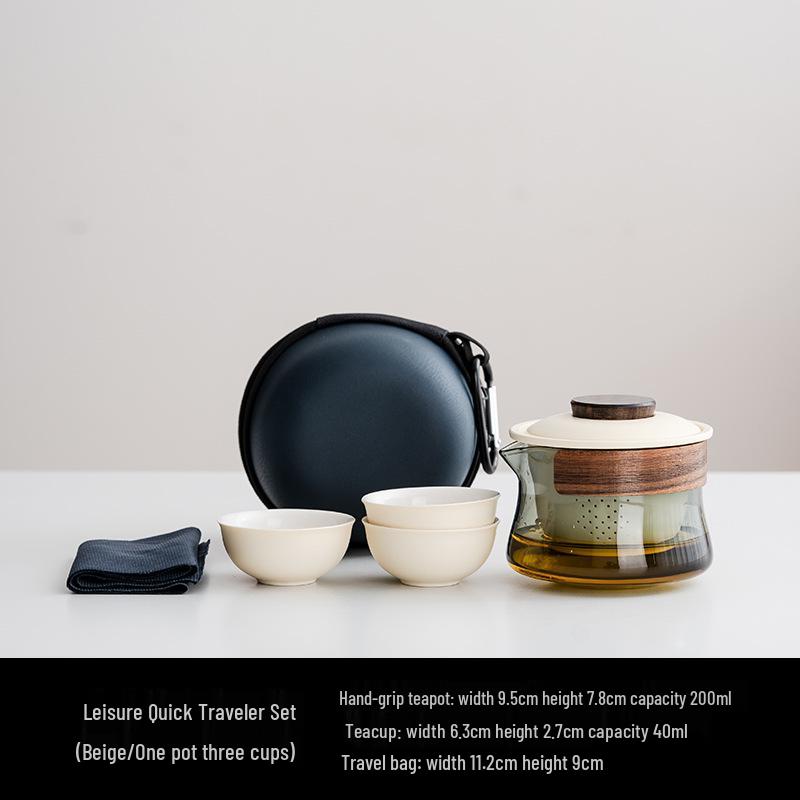 Portable Travel Tea Set: Teapot & Three Cups in Gift Box for Outdoor Camping