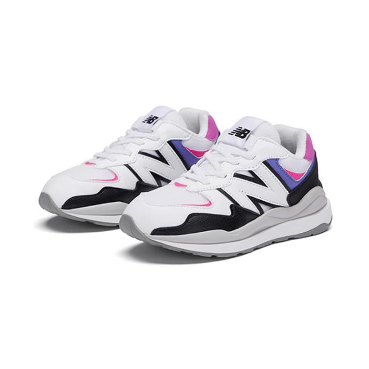 New Balance NB 574 Anti Slip Wear Resistant Low Top Kids Lifestyle Shoes White Black Purple Children Aged 3 7 Years Old
