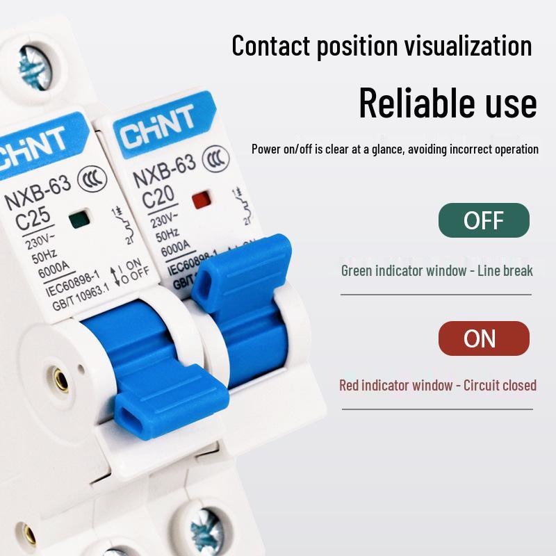 Chint NXB 2P MCB 380V Circuit Breaker with Short Circuit Protection for Domestic Use