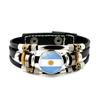 Factory National Country Flag Design Bracelet Crystal Bead Snap Button Sports National Team Jewelry Gift Leather Wrap Bracelet