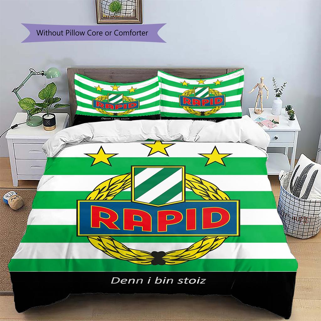 Rapid Wien Pattern Bedding Quilt Set Home Decoration Gift (1 * Duvet Cover + 2 * Pillowcase Without Core)