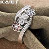 925 Silver Three Flower Crystals Adjustable Ring Accessories For Women Jewelry