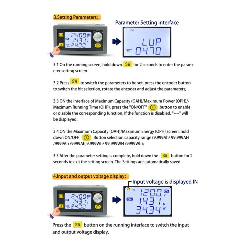 SK80H DC-DC Buck Boost Converter 5A 80W DC6-36V Input Power Module Adjustable Regulated Power Supply for Laboratory