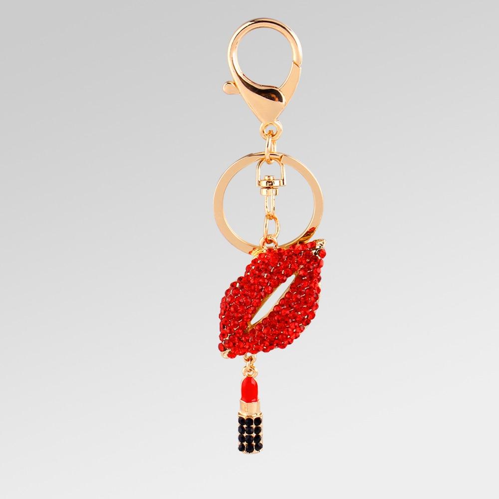 Sparkling Crystal Lip Keychain Sexy Lipsticking Lip Key Chain Lipstick Keychain Bag Pendant
