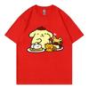 Cute Pompom Purin Cartoon T-Shirt Summer Short Sleeve 100% Cotton Kids' Tee Shirt Tops for Boys And Girls Cartoon Anime Couple