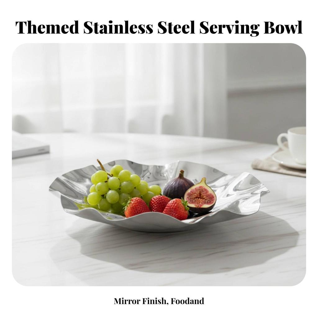 Decorative Bowl with Wave Rim Mirror Finish Serving for Hosts