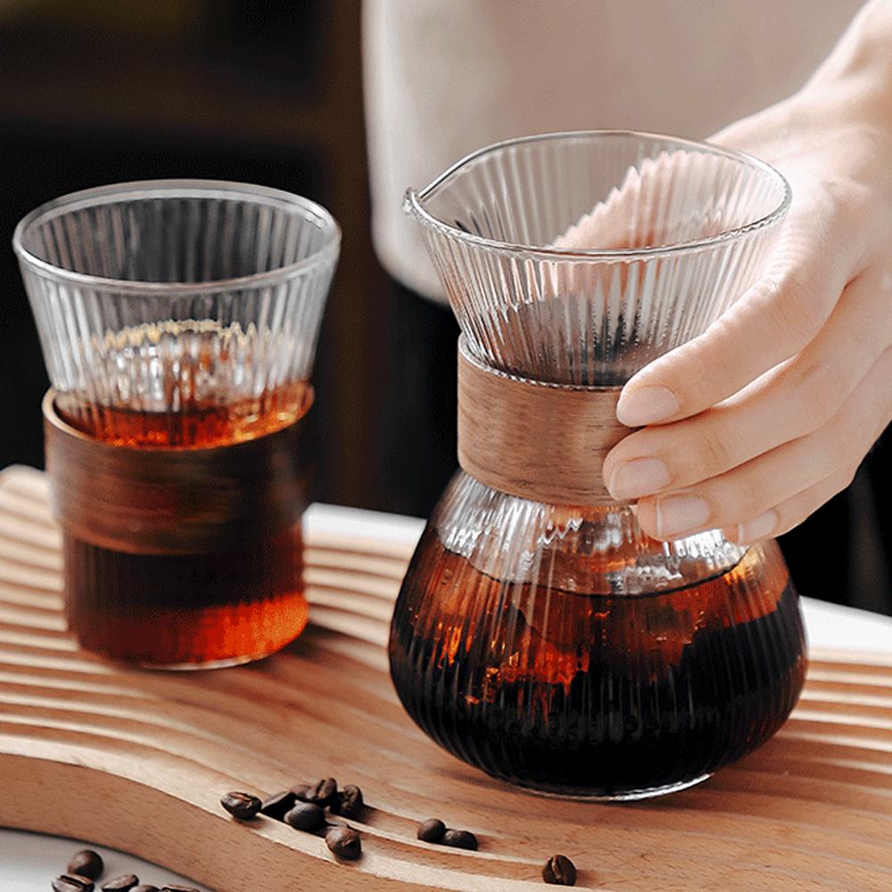 Glass Coffee Kettle with Stainless Steel Filter Drip Espresso Coffee Sharing Pot Coffee Pot Dripper Cafe Barista Tools