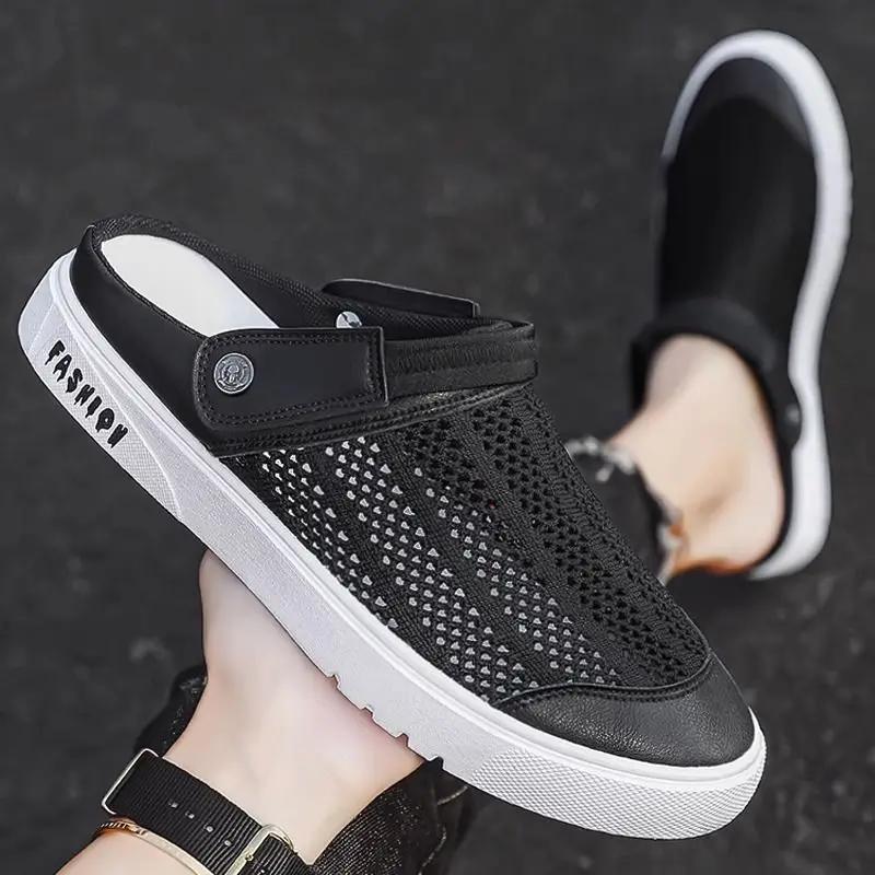 

Модные полуплоские сабо с отверстием, сандалии-мюли, мужские пляжные мягкие туфли 2025, модные элегантные оригинальные дизайнерские роскошные ПВХ шлепанцы для мужчин 44