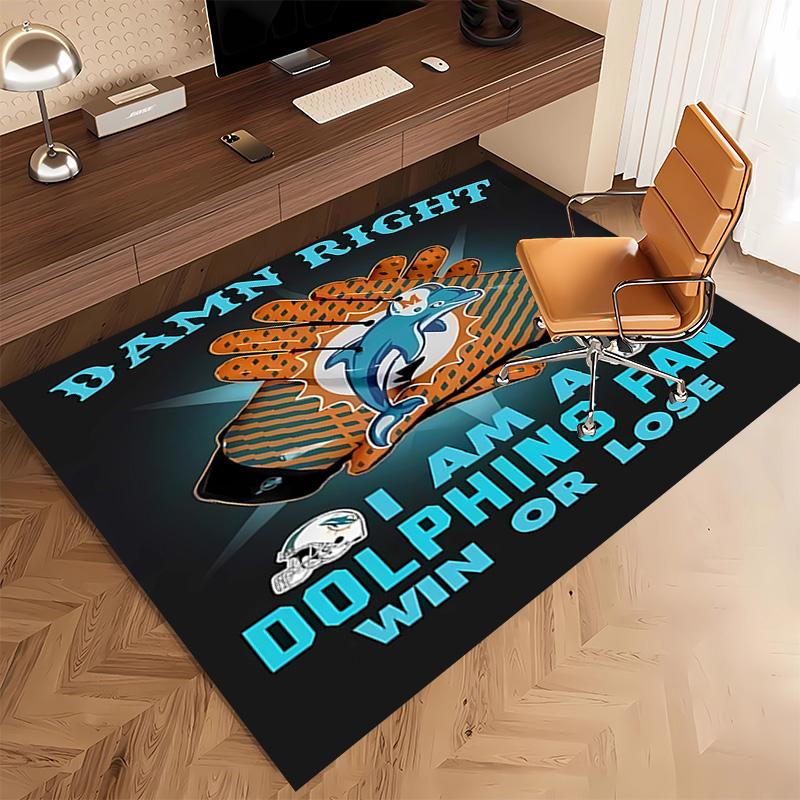1pc Miami Dolphins logo Print Area Rug - Soft, Washable Non-Slip Indoor Mat, Living Room, Home Office Decorative Rug,Office Decorative