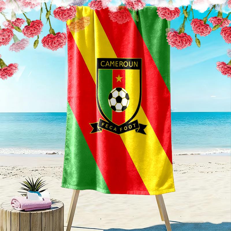 Cameroonian Football Federation Print Beach Towel, Large Soft Quick Dry Towel for Beach Camping Swimming