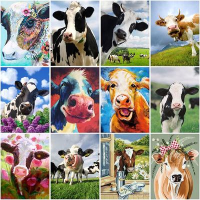 DIY Cow 5D Diamond Painting Full Round Drill Animal Diamond Embroidery Mosaic Cross Stitch Wall Art Home Decor Gift