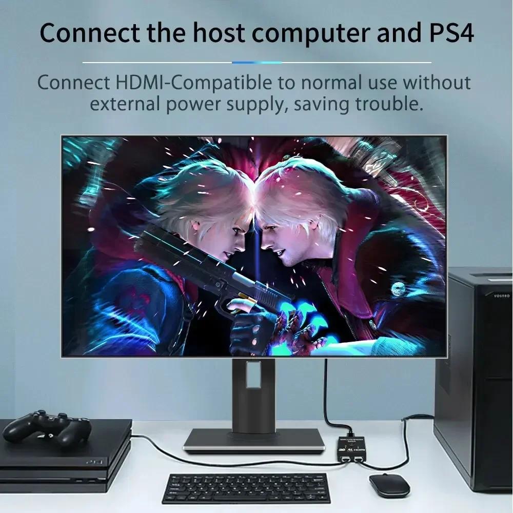 4K Switch KVM Bi-Direction 1x2/2x1 HDMI-compatible Switch 2 In1 Out for TV Box PS4/3 Switcher Adapter HDMI-Compatible Splitter