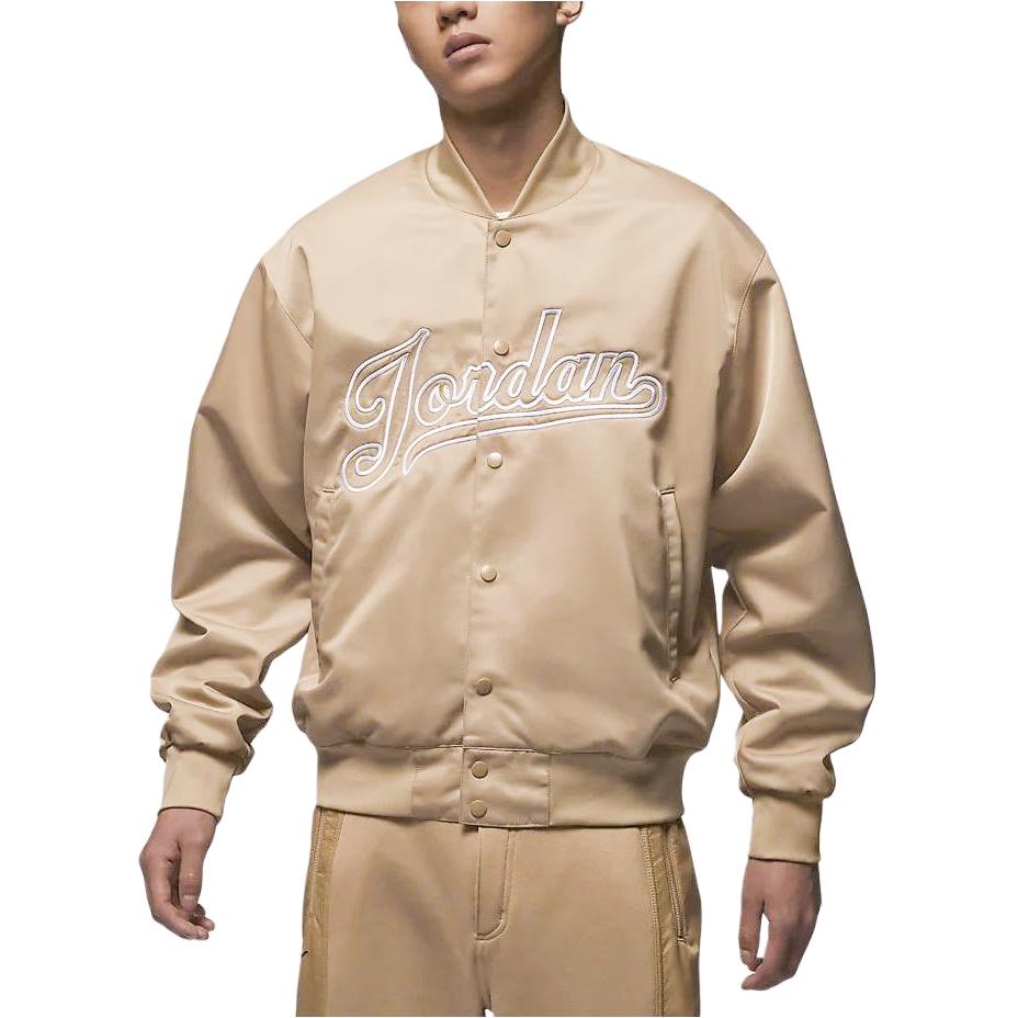 Jordan Chaqueta Casual de Manga Larga con Estampado de Letras MVP de Vuelo para Hombre, Caqui FN4660-244