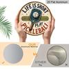 2D Flat 1pc, Aluminium Round Wall Hanging Decorative Plaques and Ornaments Sign, Vintage Life Is Short Play Pickleball Rustic Ornament, Single Paddle
