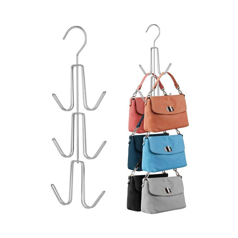 

Bag Storage Set of Rotating Bag for Hanging and Small 8 Storage Compartments Rack, 2, 360-Degree Hanger, Metal, Bags, Hats, Scarves, Camisoles, Ties,