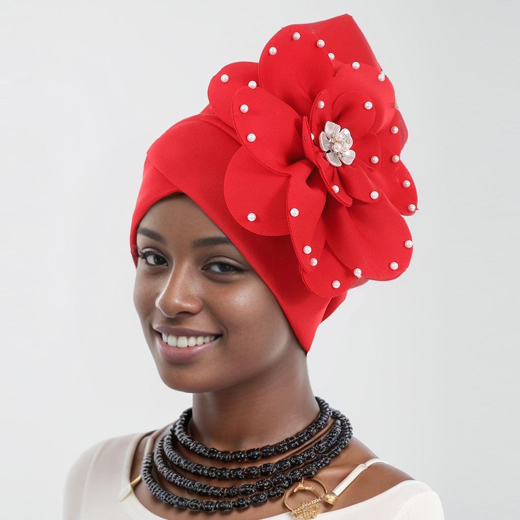 Elegant African Lady Head Wraps Nigeria Party Headwear Wedding Headtie Big Flower Turban Cap for Women 2026 New Gift