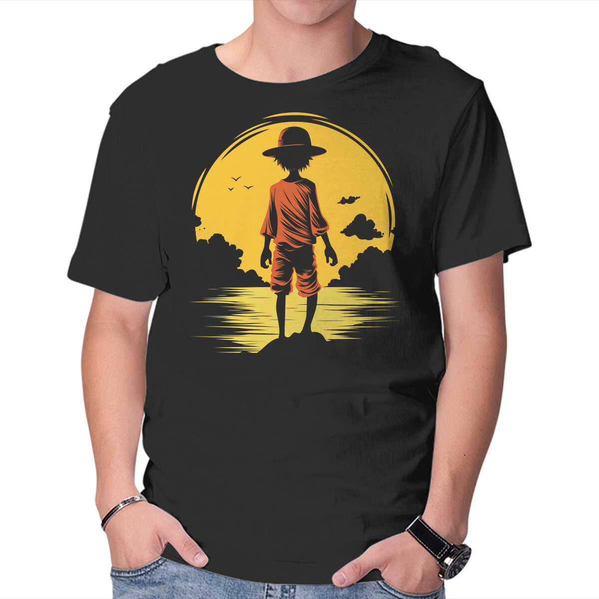 Unisex Crew Neck T-Shirt Young Pirate Graphic Short Sleeve Casual Tee XS