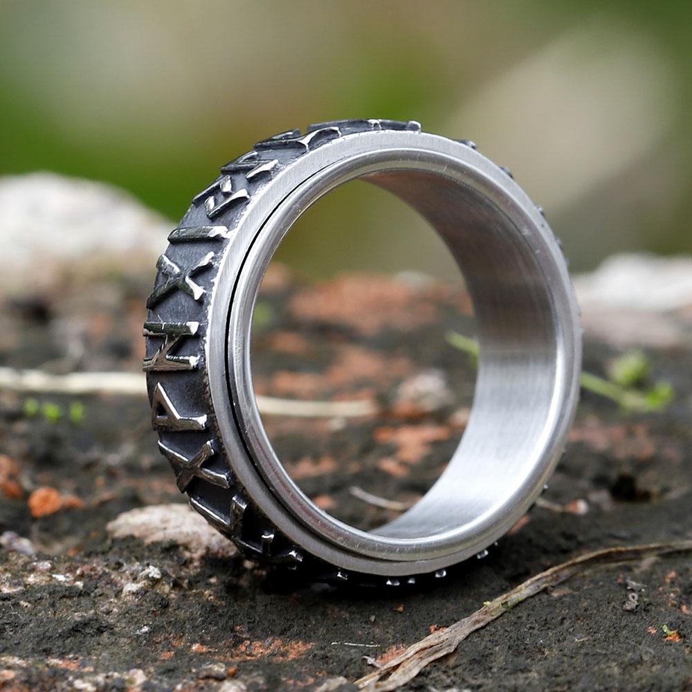 2022 Vintage Viking Rune Ring For Men Women Retro 316L Stainless Steel Odin Nordic Rings Simple Amulet Jewelry Gift Wholesale