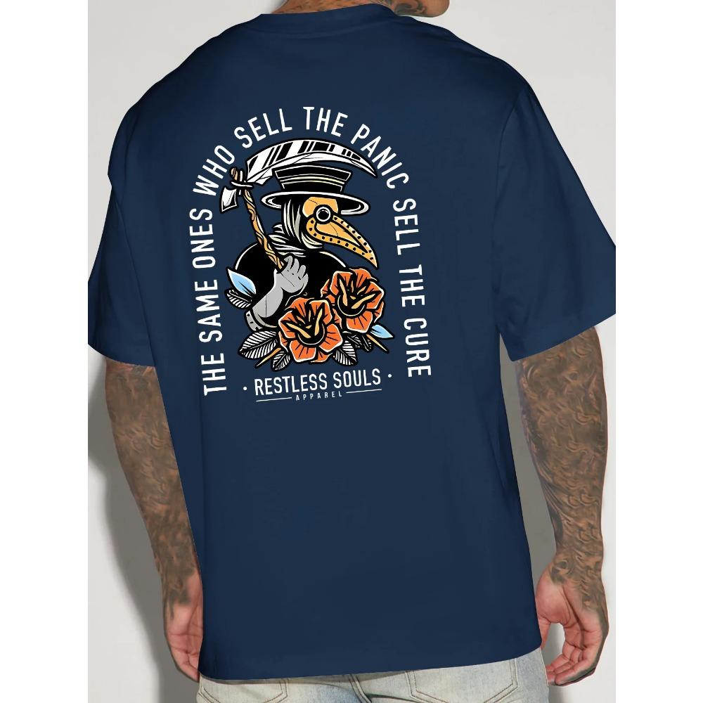 Men's Graphic Tee Casual Style Soft Cotton Comfortable Fit Crew Neck T-Shirt With Simplistic Short-sleeved Men's Clothing Tops