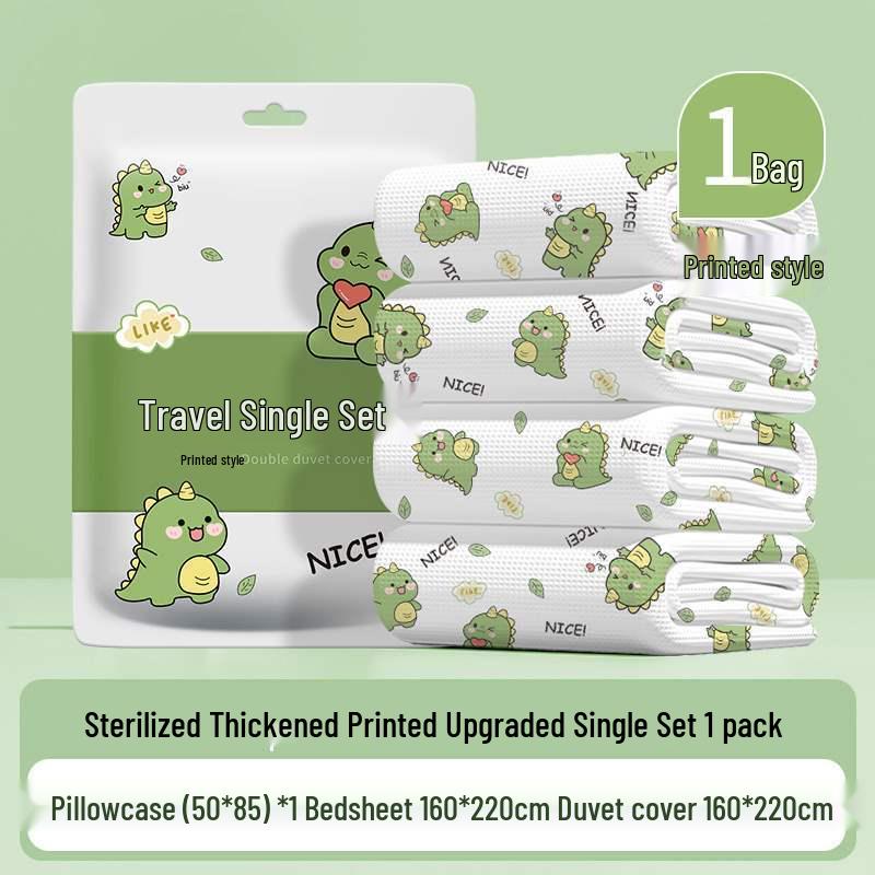 Sterilized Disposable Double Bedding Set: Includes Bed Sheets, Pillowcases, Duvet Covers, Fitted Sheets - Ideal for Travel and Hotels