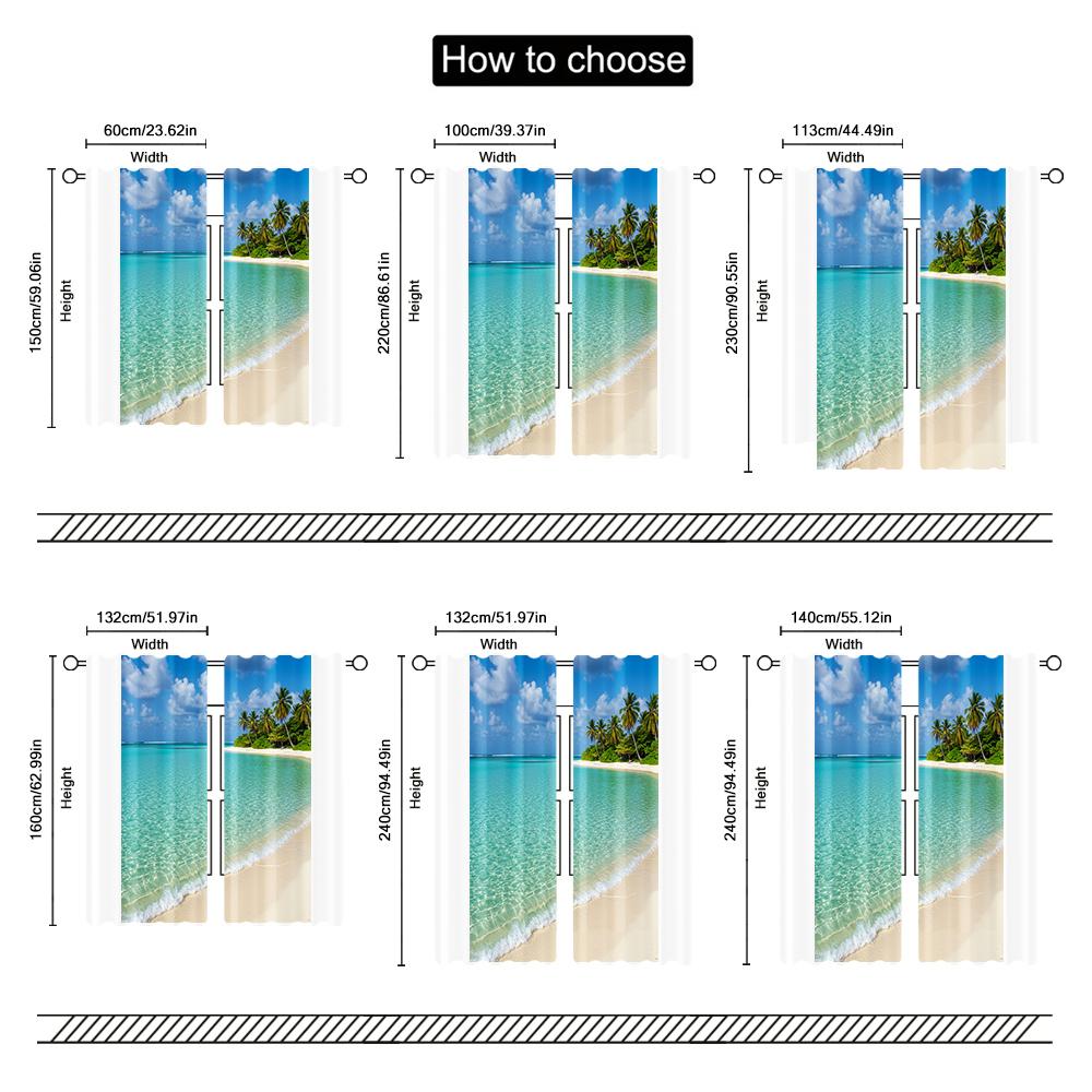 2pc   Curtain Crystal clear turquoise waters   sandy beaches   lush palm trees   bright blue skies   a peaceful paradise Versatile