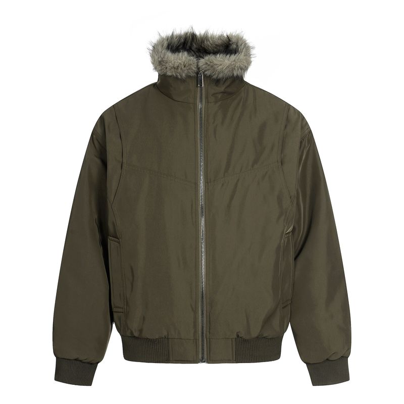 Kisko Winter Trendy Brand Mountain Carving Fur Collar Deconstructed Thickened Cotton Jacket for Men and Women, Cool and Loose Casual Warm Coat