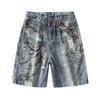 New Summer Loose Denim Mid-pants Men's Fried Salt Water Wash 5-minute Shorts