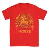Chinese Zodiac Lunar New Year Fire Horse TShirts Unisex  Vintage Cotton Tees Crew Neck Short Sleeve T Shirts Gift Clothing