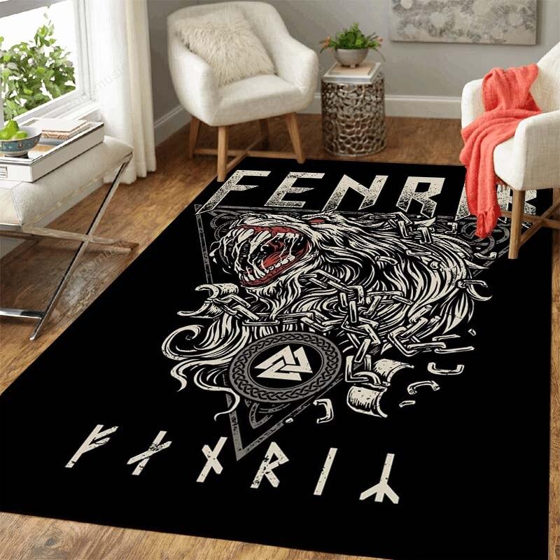 Viking Vegvisir Shield Měkký koberec Viking Skull Area Koberec Dekorativní koberec do obývacího pokoje a ložnice Kuchyňská podložka Koberec