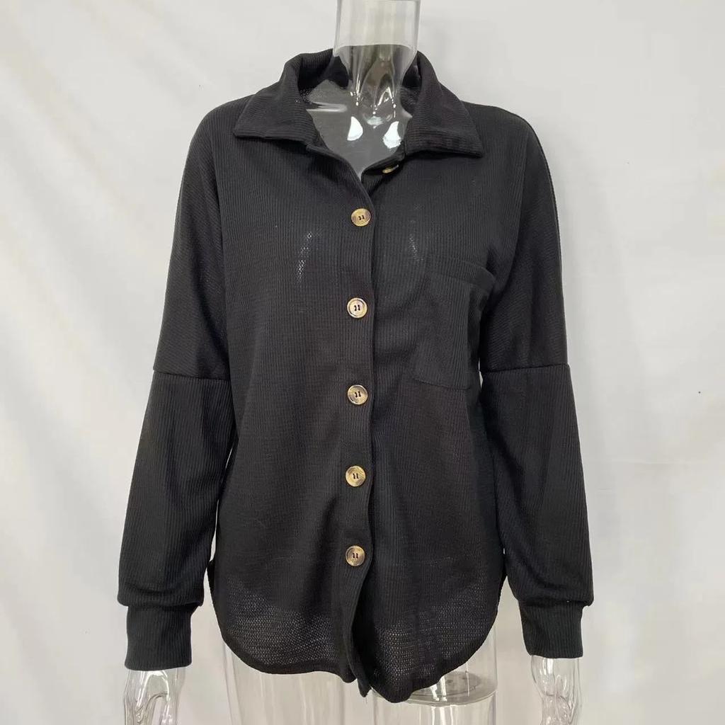 Womens Waffle Knit Shacket Jacket Casual Long Sleeve Button Down Shirts Dressy Blouses Tops