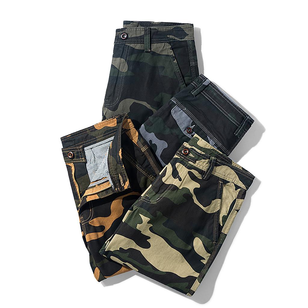 Men's Fashion Camouflage Pocket Pants Cotton Five-point Shorts Overalls Shorts