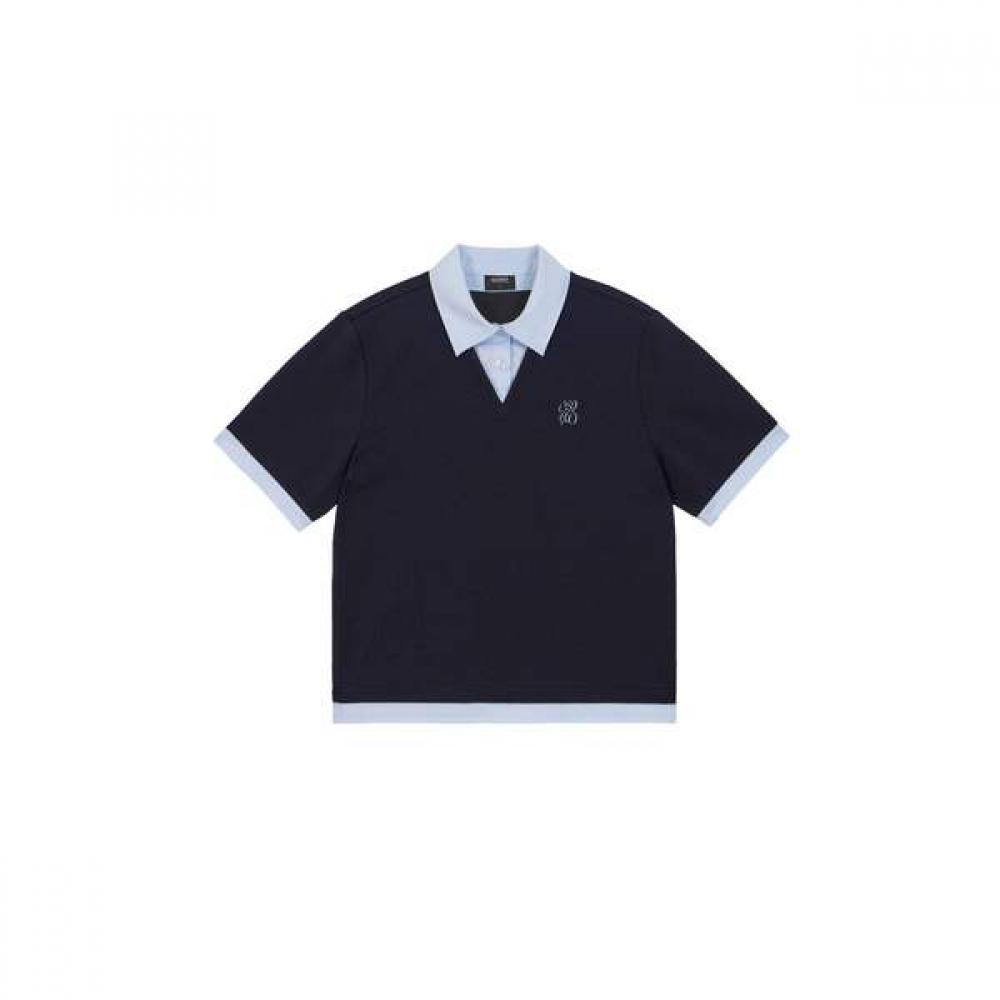 Goxo Classic Logo Collar Layered T shirT Navy S(55)