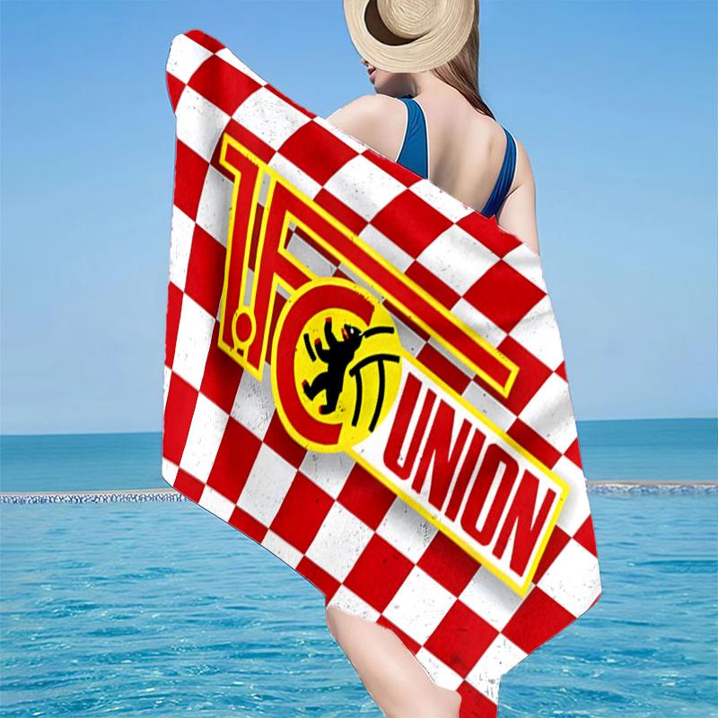 1 Stück Union Fußball-Emblem Strandtuch - Weiche, Saugfähige Mikrofaser, Leicht, Ideal für den Strand, Partys, Reisen, Camping, Geschenke für Fans