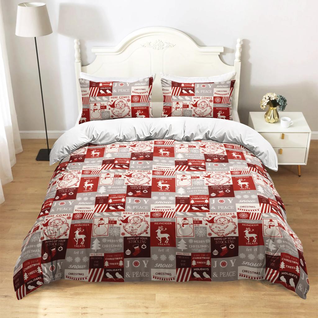 Three-Piece Quilt Cover Christmas Elk Holiday Decoration Bedding Digital Printing Kit