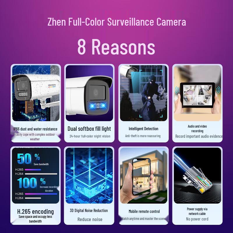 HIKVISION 6MP Ultra HD Outdoor Full-Color Night Vision Surveillance Kit (No Hard Drive) CN plug (adapter included)