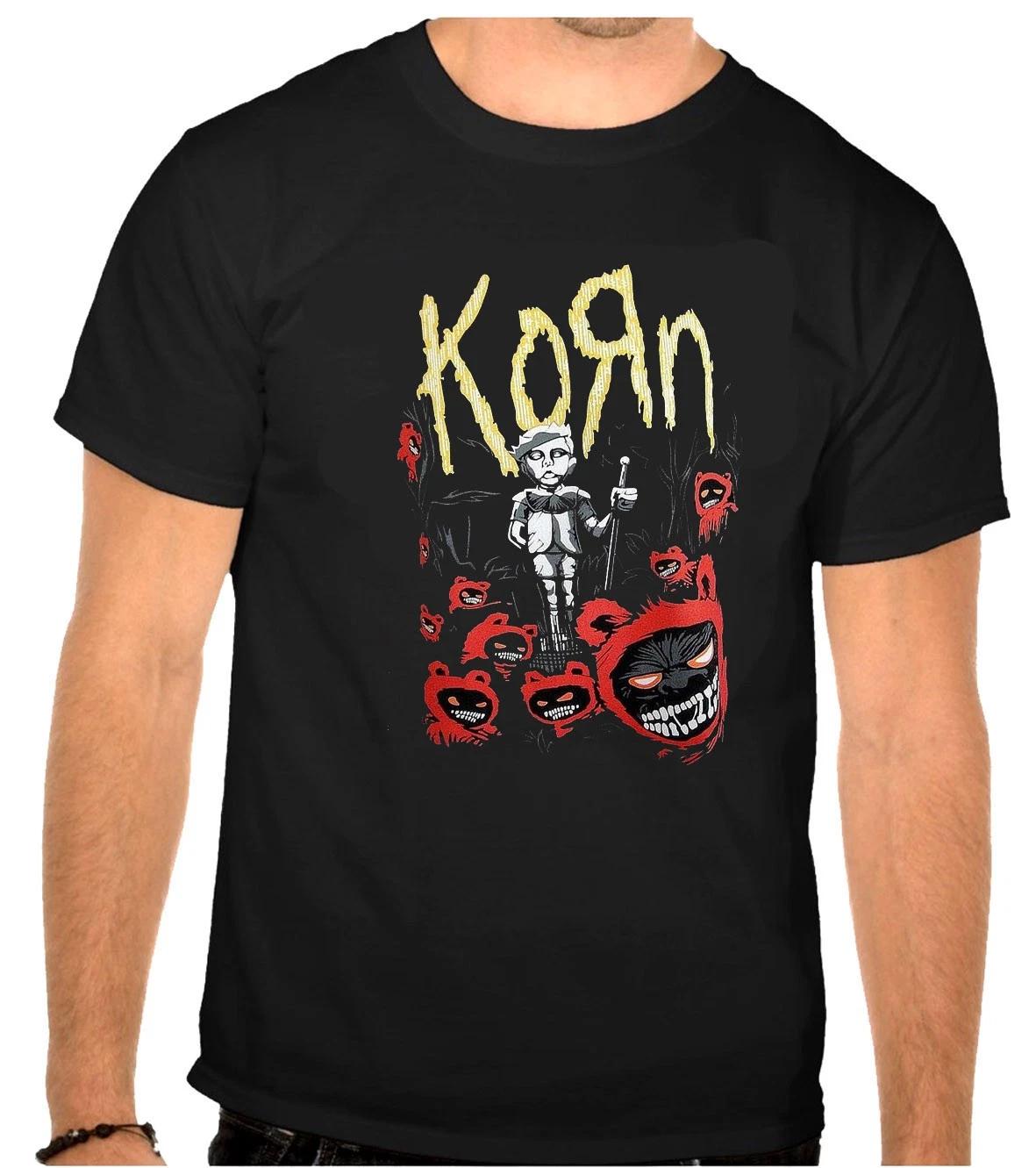 KORN Rock Music Logo Black 100% Cotton T-shirt Mens Tees Top 4XL