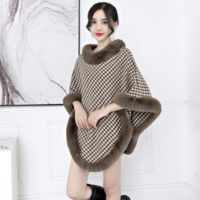 Evropský a korejský králičí kožešinový límec Qiandongge pulovr Cape Shawl 1279 #