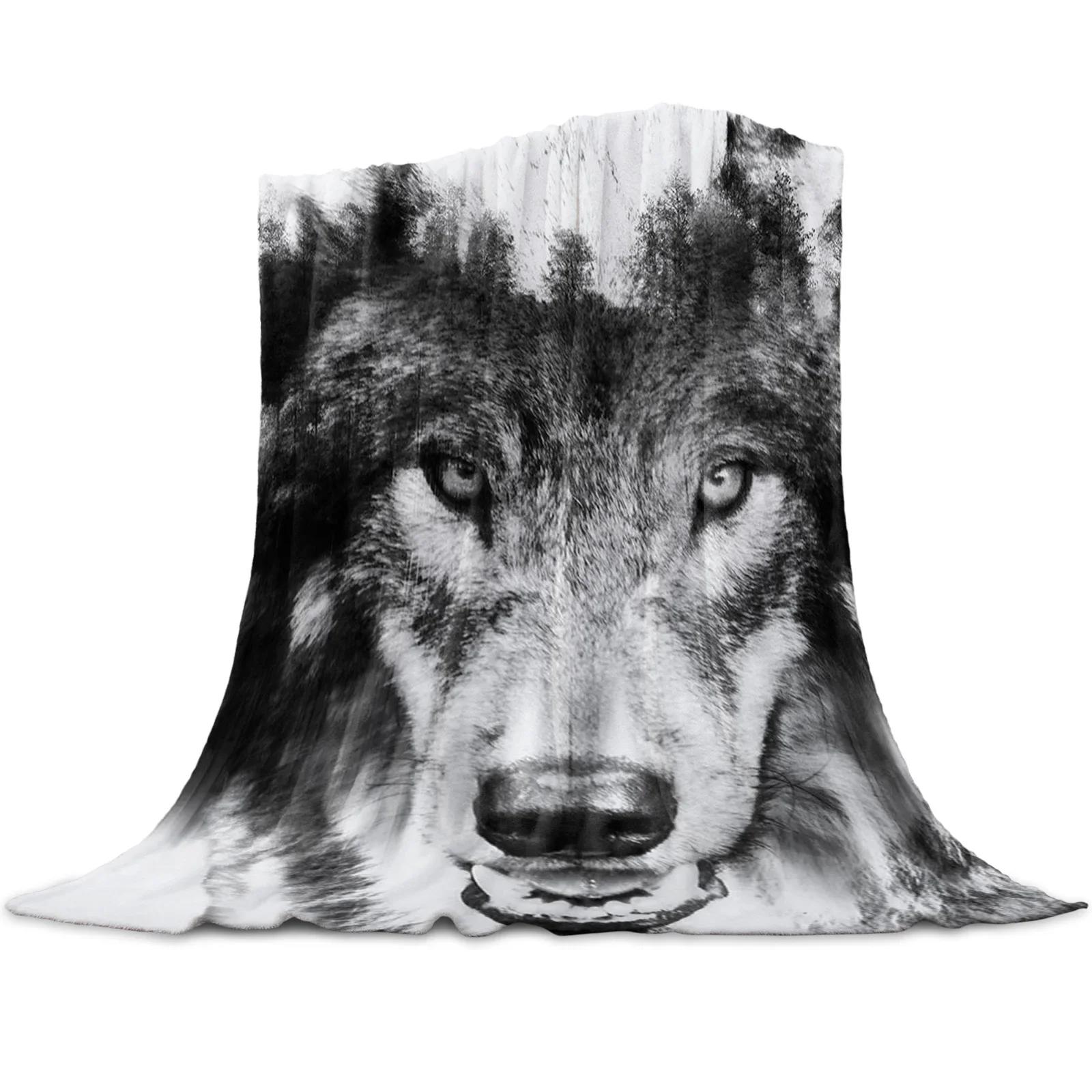 

Wolf Black Night Lightning Wild Animal Warm Throw Blanket Office Rest Sofa Couch Bedding Cover Bed Sheet Student Home Bedspread 80x120cm