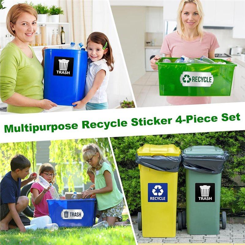 2025 Trend Waterproof Self Adhesive For Trash And Recycle Stickers For Bins, 4-Piece Set Recycling Stickers For Trash Cans Waste