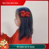 Children's Chinese New Year Red Embroidered Bow Hair Clip & Ties for Hanfu Style