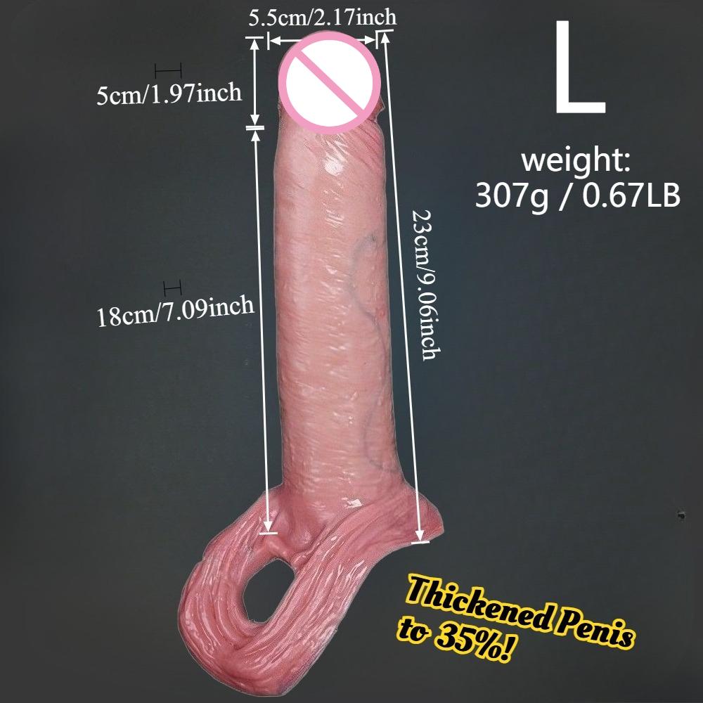 Penis Extender Sleeve Can Delay Ejaculation Dick Enlargement Longer Adult Sex Toy for Men G-Spot Stimulation Reusable Penis Ring